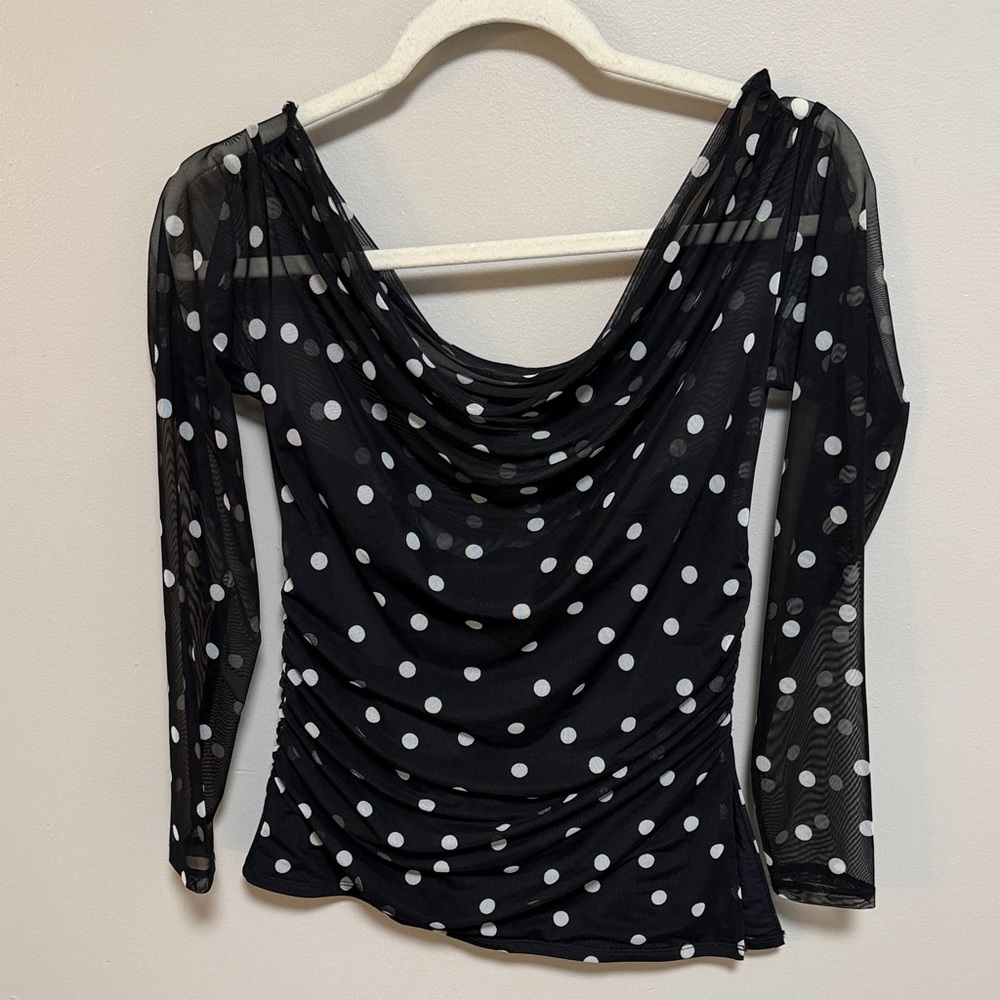 Abercrombie Polka Dot Sheer Mesh Blouse Size M
